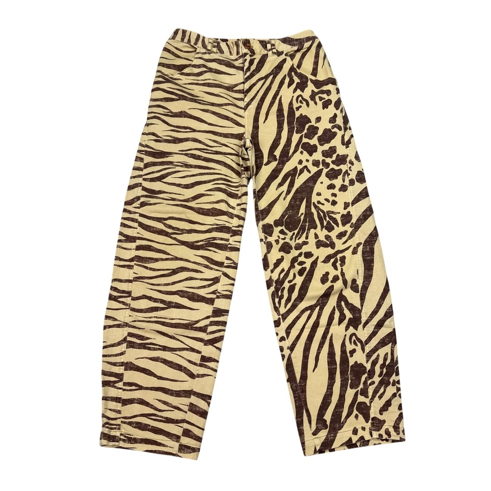 Pilcro The Long Bow Mixed Animal Print Straight Leg Pants Tan Brown Size 26